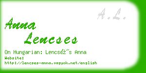 anna lencses business card